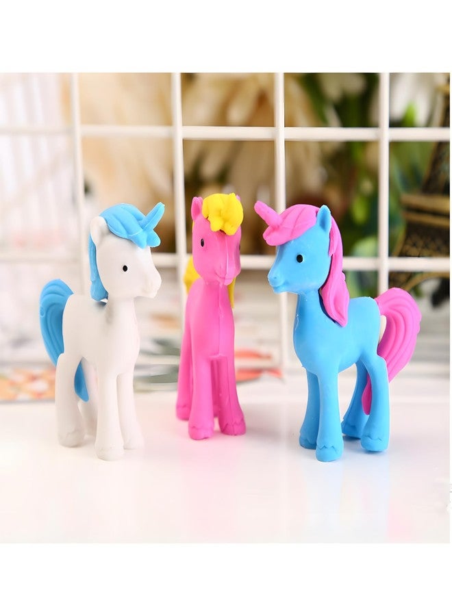 Juzfun Kids Eraser Fancy Unicorn Shape (Pack of 12) Non-Toxic Dust Free Pencil Eraser | School Stationary for Birthday Return Gift - Image 4